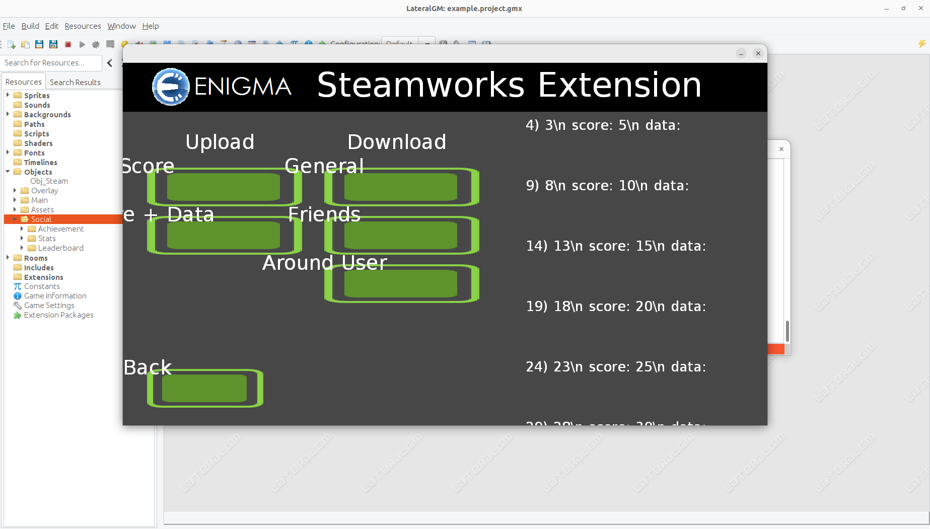 ENIGMA Steamworks leaderboard screen first look