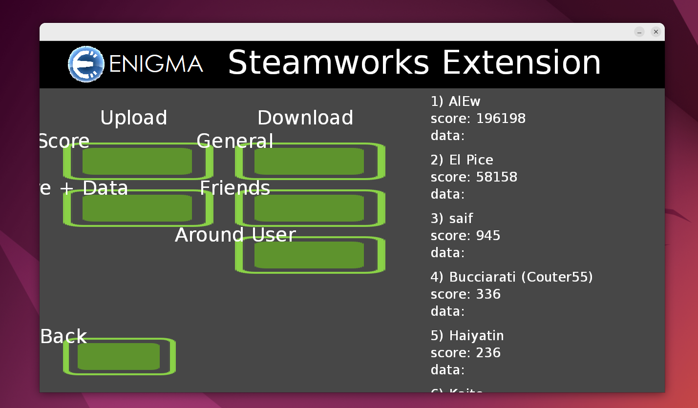 ENIGMA Steamworks leaderboard screen final look