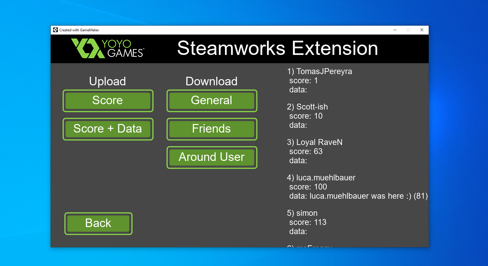 GMS Steamworks leaderboard screen final look